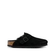 Birkenstock Svarta Shearling Sandaler Black, Dam