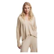 Kocca Jumper med subtil drapering Beige, Dam