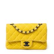 Chanel Vintage Pre-owned Canvas axelremsvskor Yellow, Dam