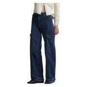 Kocca Stone-washed vida jeans med stora fickor Blue, Dam