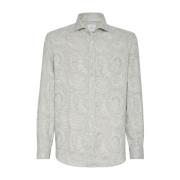 Brunello Cucinelli Paisley Print Casual Skjorta Gray, Herr