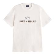 Paul & Shark Vit Logo Flocked T-shirt White, Herr