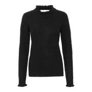 InWear Flounce Pullover Stickad Tröja med Krullade Kanter och Glittran...