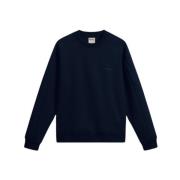 Woolrich Blå Tech Crewneck Melton Tröja Blue, Herr