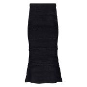 Laneus Alpaca Jacquard Longuette Kjol Black, Dam