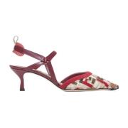 Fendi Svart Band Slingback Pumps Multicolor, Dam