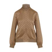 Gucci Vintage Camel Hoodie Zip Jacket Brown, Dam