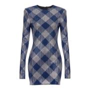 Balmain Gingham strassklänning Blue, Dam