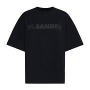 Jil Sander Svart Bomull T-shirt med Logotyptryck Black, Dam