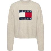 Tommy Jeans Avslappnad ullblandad tröja Beige, Dam