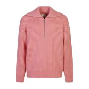 Drole de Monsieur Rosa V-ringad Stickad Tröja Sweatshirt Aw24 Pink, He...