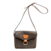 Celine Vintage Pre-owned Belagd canvas axelremsvskor Brown, Dam