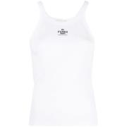 Fendi Logo-broderad Tanktop White, Dam