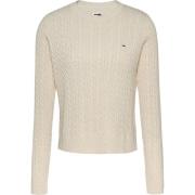 Tommy Jeans Kräm Crewneck Tröja Klassisk Stil Beige, Dam