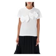 Comme des Garçons Vit Dubbel Båge Applikation T-Shirt White, Dam