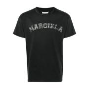 Maison Margiela Svart Logotyp Tryck Bomull T-shirt Black, Herr