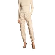 Mason's Curvy Fit Cargo Byxor i Gabardin Beige, Dam