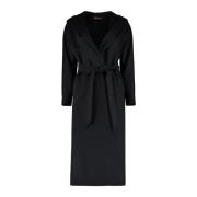 Max Mara Studio Bdanton Wrap Coat Black, Dam