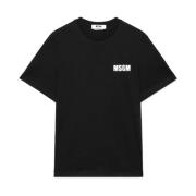 Msgm Svart Impact Logo Jersey T-shirt Black, Herr