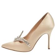 Manolo Blahnik Pre-owned Pre-owned Satin klackskor Beige, Dam