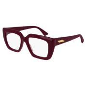 Bottega Veneta Burgundy Transparent Square Solglasögon Red, Unisex