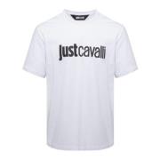 Just Cavalli Vit Bomull T-shirt med Frontlogo White, Herr