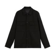 Stone Island Vadderad knapp-upp vattenavvisande overshirt Black, Herr