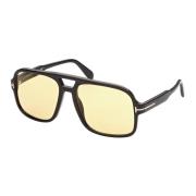 Tom Ford Falconer-02 Solglasögon i Svart/Brun Gult Black, Unisex