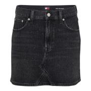 Tommy Hilfiger Svart Denim Minikjol med Strassdetaljer Black, Dam