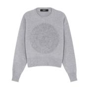 Versace Grått Ull-Kashmirtröja med Medusa Motiv Gray, Dam