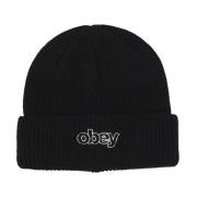 Obey Svart Beanie Mössa med Micro Rib Black, Herr