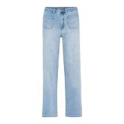 Kaffe Flared Jeans Light Blue Washed Denim Blue, Dam