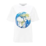 JW Anderson Paljetter Globe T-Shirt White, Dam