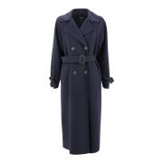 Max Mara Weekend Blå Ull Trenchcoat Blue, Dam