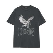 Anine Bing Retro Eagle Tee Klassisk Stil Black, Dam