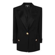 Balmain Svart Statement Jacka Dubbel Kedja Lejon Black, Dam