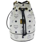 MCM Pre-owned Pre-owned Canvas crossbodyvskor White, Dam