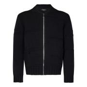 Dsquared2 Svart Stickad Zip-Up Cardigan Aw24 Black, Herr