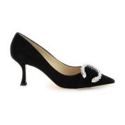 Jimmy Choo Mocka Pumps med Kristallspänne Black, Dam