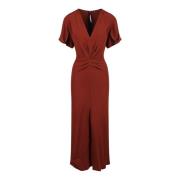 Victoria Beckham Elegant Gathered Crepe Klänning Brown, Dam