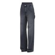 Only Svarta Cargo Jeans Straight Fit Black, Dam