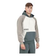 Napapijri Premium Hoodie i petrol och beige Multicolor, Herr