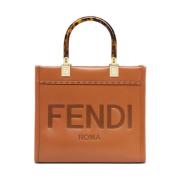 Fendi Brun Läder Sunshine Shopper Väska Brown, Dam