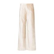 Brunello Cucinelli Sammet Wide Leg Byxor Beige, Dam