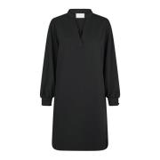 Neo Noir Elegant Svart Crepe Klänning Black, Dam