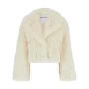 Stand Studio Vit Kort Faux Fur Jacka White, Dam