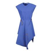 JW Anderson Cap Sleeve Asymmetrisk Midi Klänning Blue, Dam