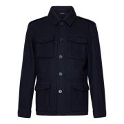 Drumohr Blå Ullblandad Field Jacket Aw24 Blue, Herr