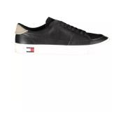 Tommy Hilfiger Svart Polyester Sneaker med Kontrasterande Detaljer Bla...