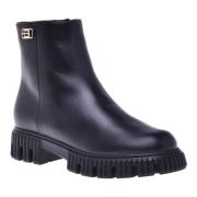 Baldinini Combat boots in black leather Black, Dam